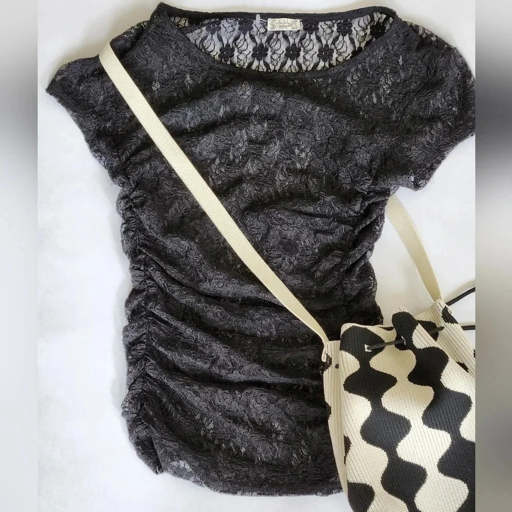 New! || FREE PEOPLE INTIMATELY || Blouse, Sz X Small, Lacy, Short Sleeves